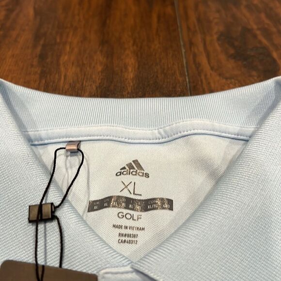 Adidas Perf Polo light blue color size XL with Merlin Embroidered on chest NWT - Picture 3 of 8